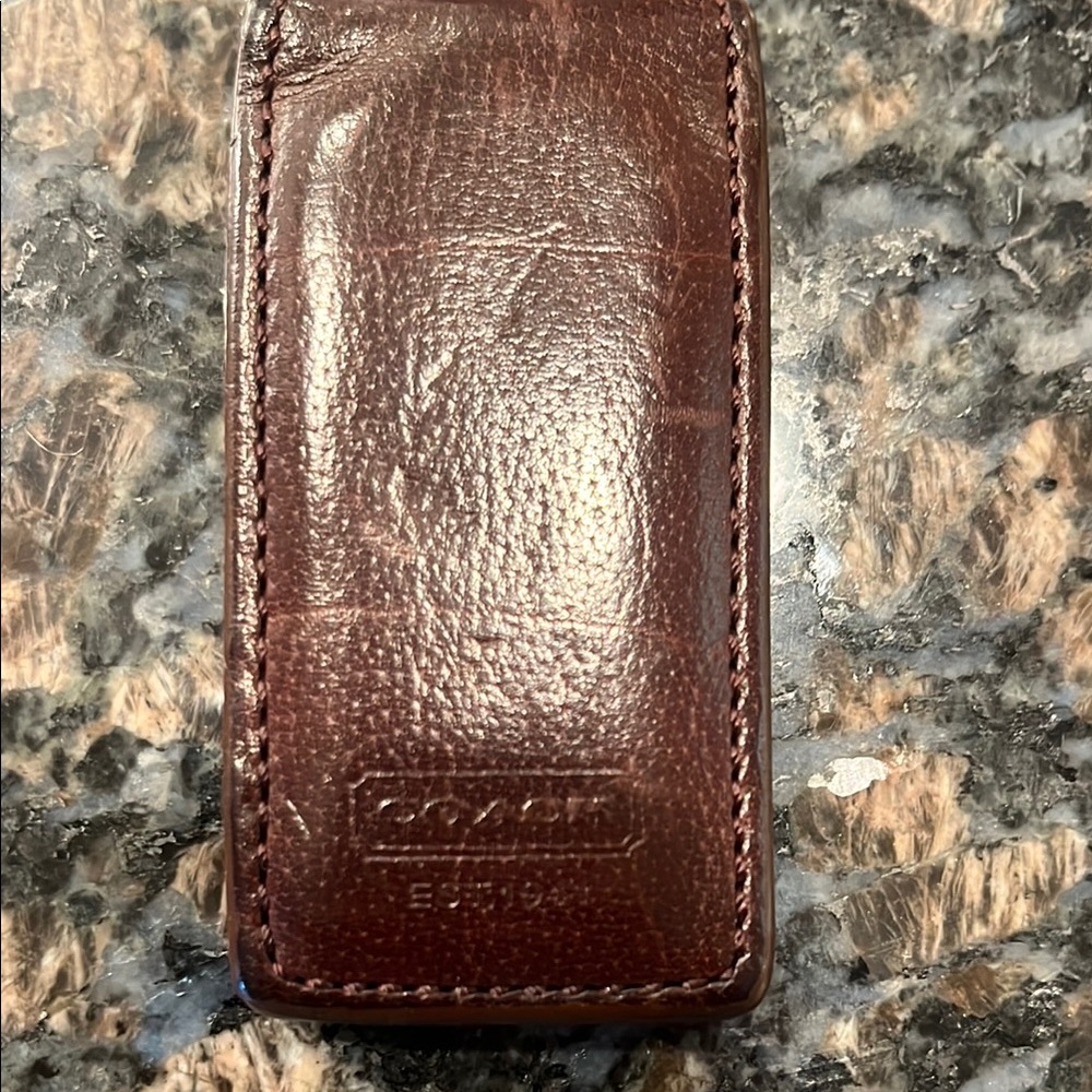 Coach Brown Leather Magnetic Money Clip